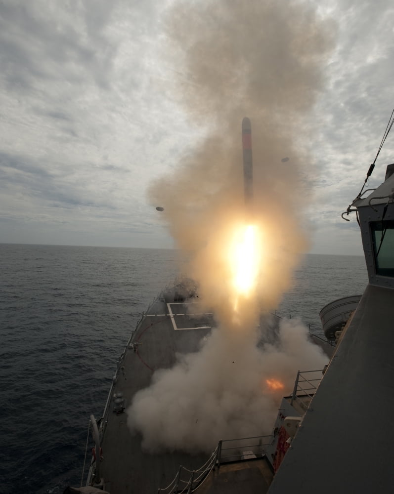 A tomahawk missile launch aboard USS Preble Canvas Art - Stocktrek Images (25 x 32)