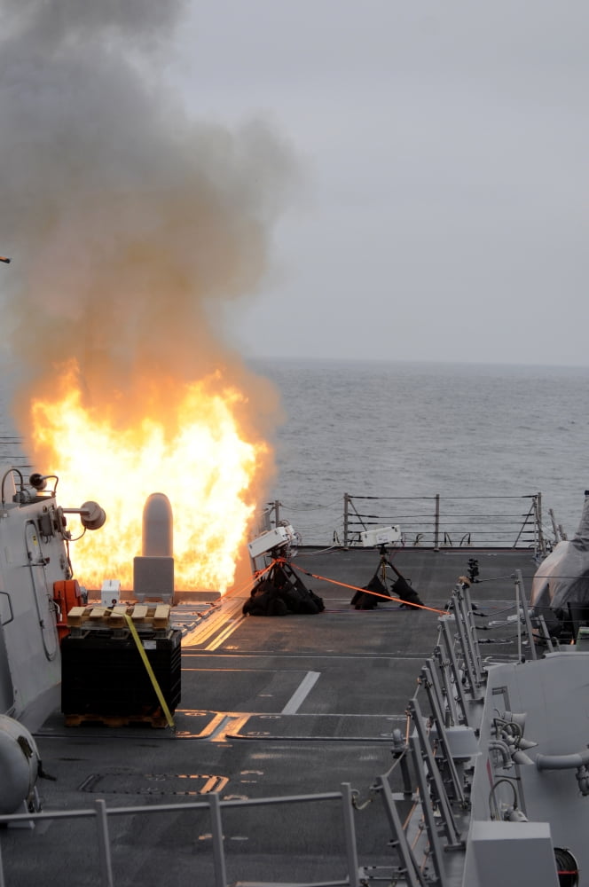 A tomahawk missile launch aboard USS Sterett Canvas Art - Stocktrek Images (23 x 34)