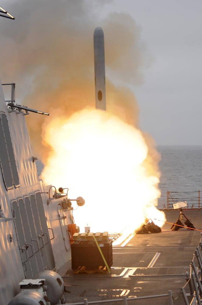 A tomahawk missile launch aboard USS Sterett Canvas Art - Stocktrek Images (23 x 34)