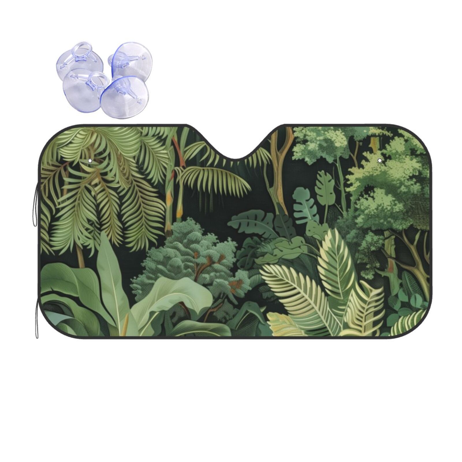 A variety of green plants in the green jungle Windshield sunshade, car front window sunshade