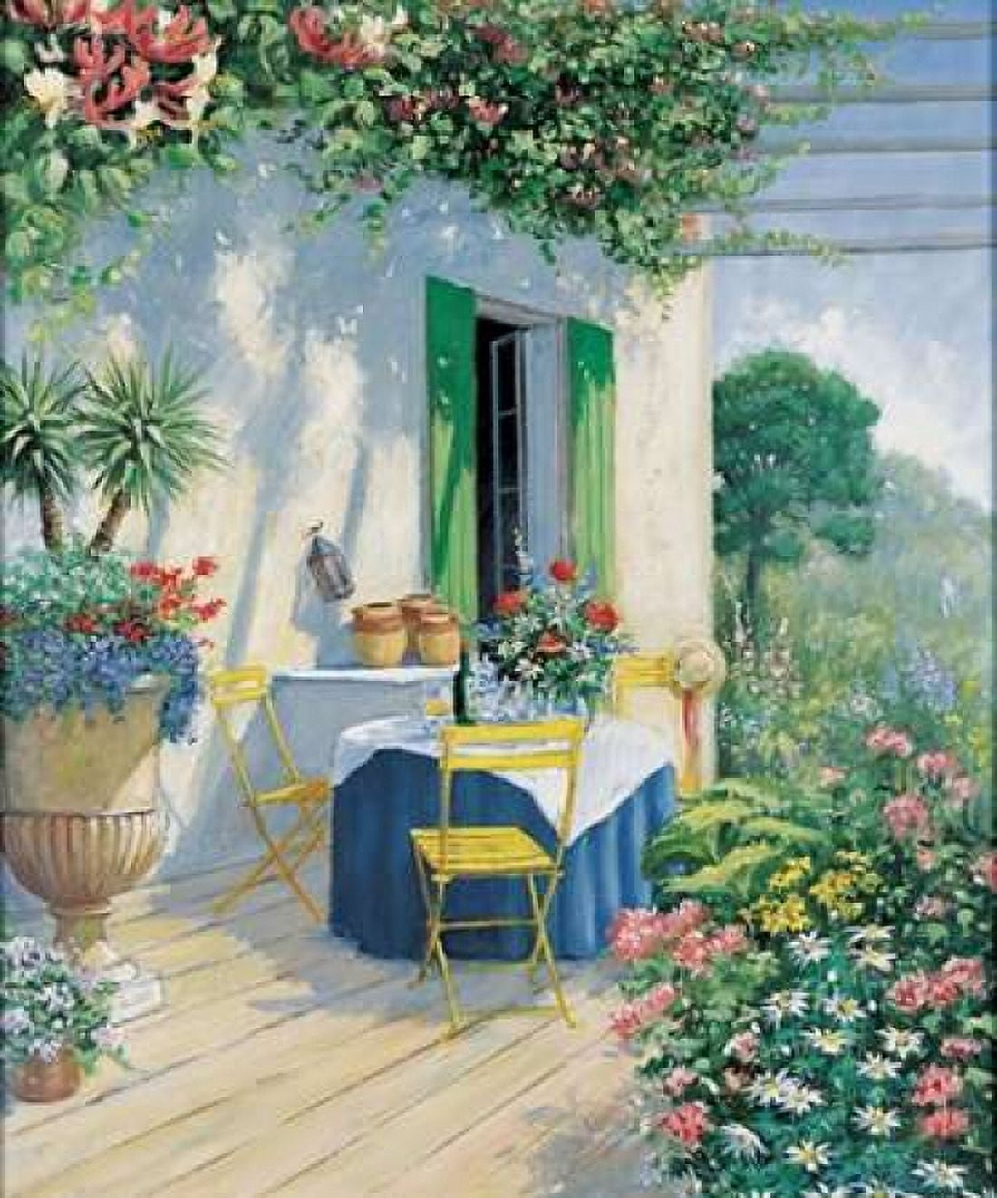 A veranda in bloom I Canvas Art - Peter Motz (24 x 24)
