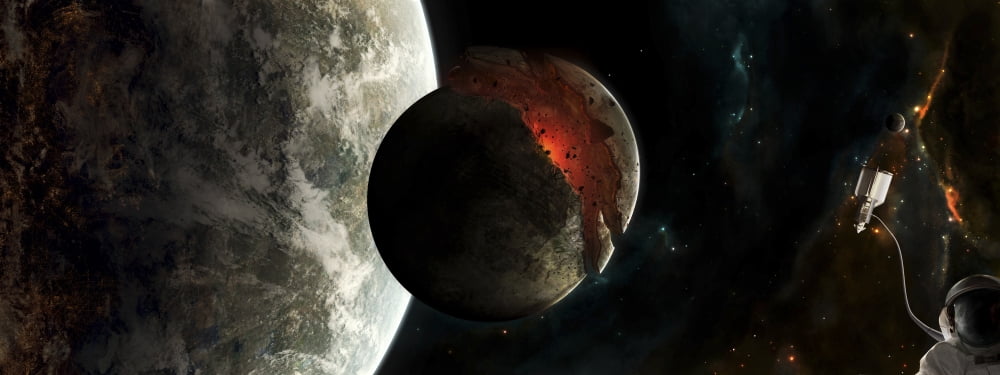 A victim of gravity After millions of years the moon could not resist any longer Canvas Art - Tobias RoetschStocktrek Images (46 x 18)