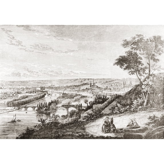 A view of Rouen France in the 19th century. From Album-Evenement Prime du Journal L'Evenement published 1865. by Ken Welsh / Design Pics