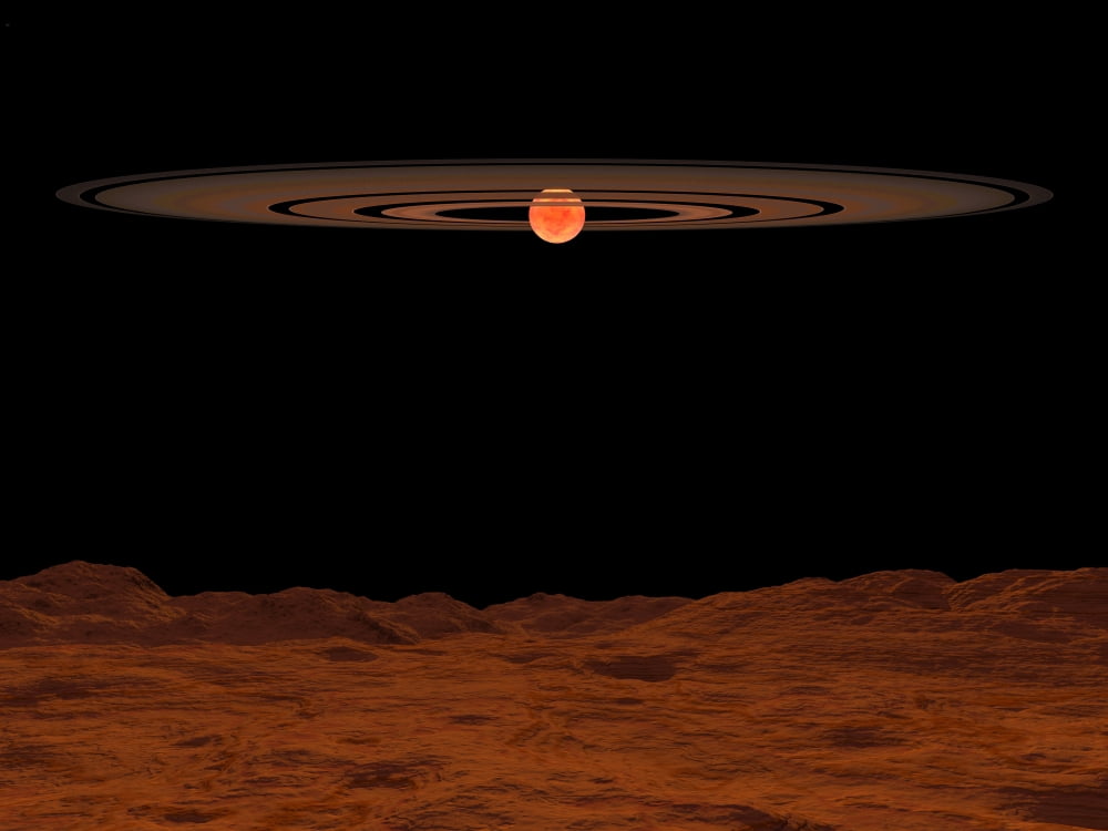 A view across a hypothetical barren alien planet towards a brown dwarf in the sky Canvas Art - Walter MyersStocktrek Images (17 x 13)