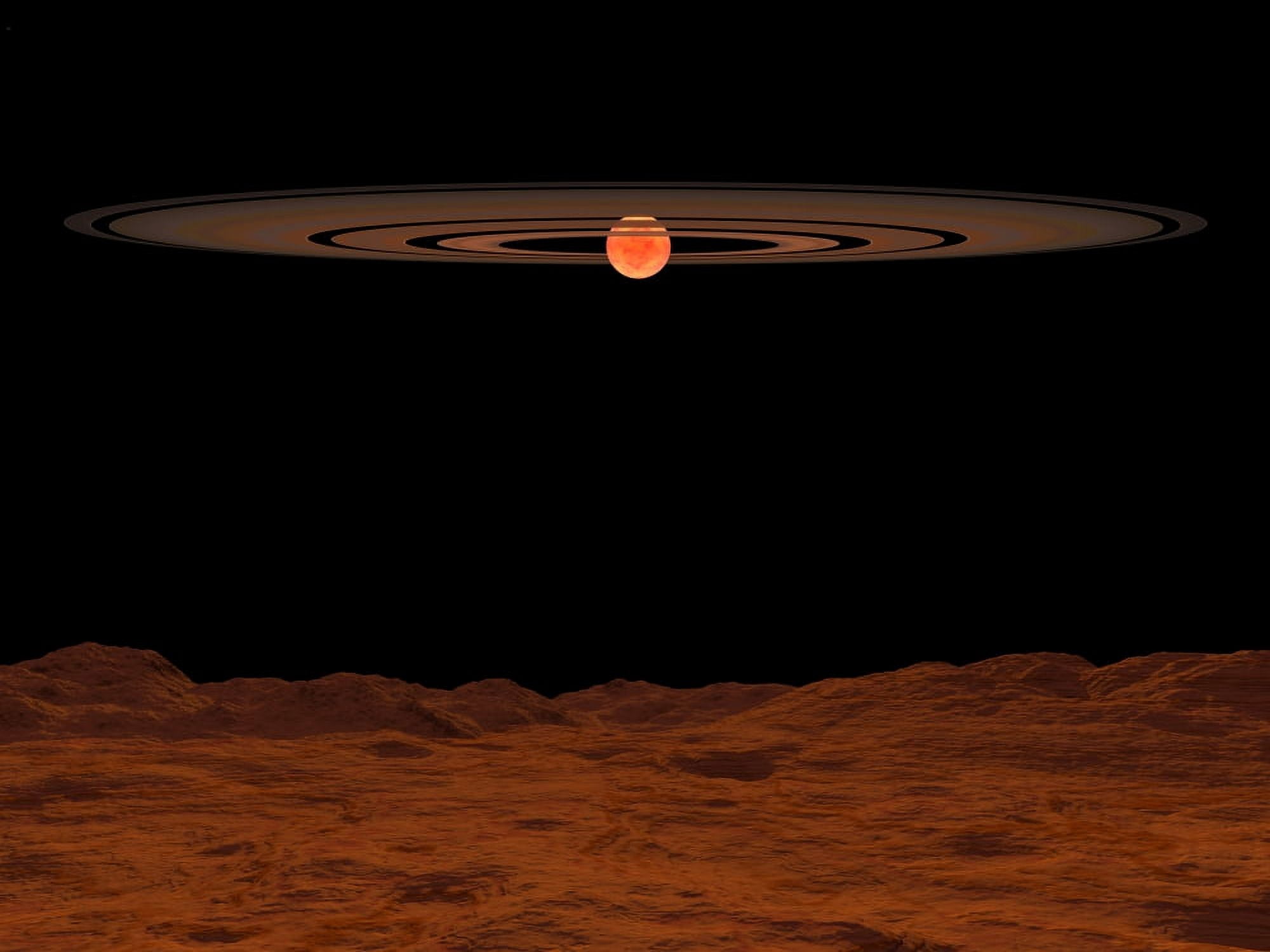 A view across a hypothetical barren alien planet towards a brown dwarf in the sky Canvas Art - Walter MyersStocktrek Images (33 x 25)