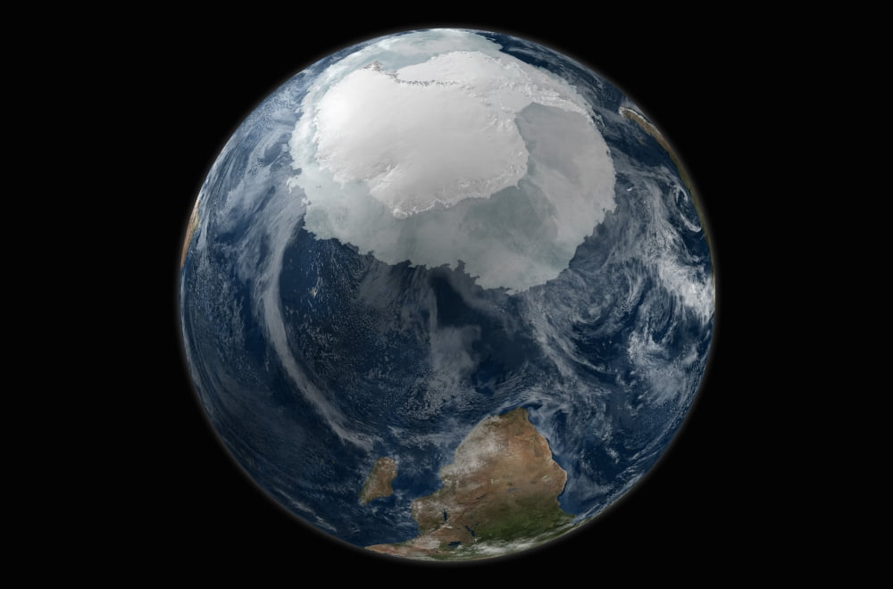 A view of the Earth with the full Antarctic region visible Canvas Art - Stocktrek Images (35 x 23)