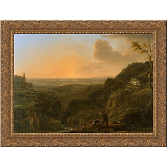 A view of the Roman Campagna from Tivoli 24x18 Gold Ornate Wood Framed Canvas Art by Claude Lorrain