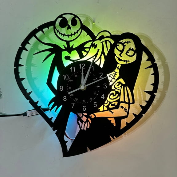 Nightmare Before Christmas Wall Clock Decoration for Kids Room - Retro Vinyl Record Clock Gift Idea