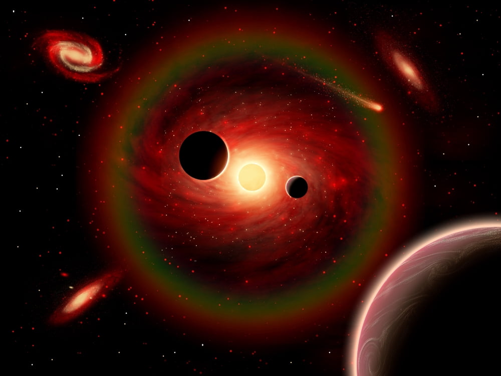 A wandering comet passing through an alien star system Canvas Art - Mark StevensonStocktrek Images (33 x 25)