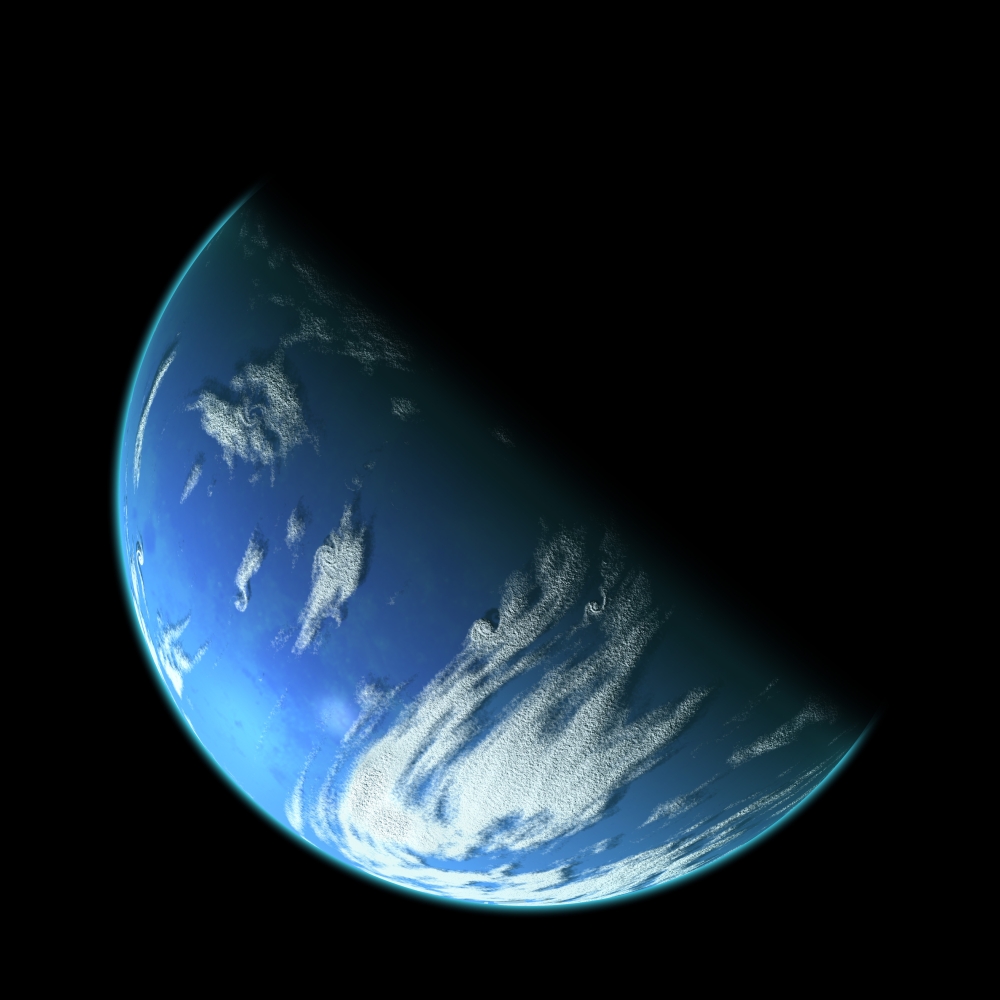 A water covered world in deep space illuminated by a its parent star Canvas Art - Marc WardStocktrek Images (29 x 29)