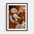 thumbnail image 1 of A weasel reading a book to a young weasel - Illustration Reading Animal Woodland Black Framed Wall Art Print 24 x 36 inches, 1 of 7