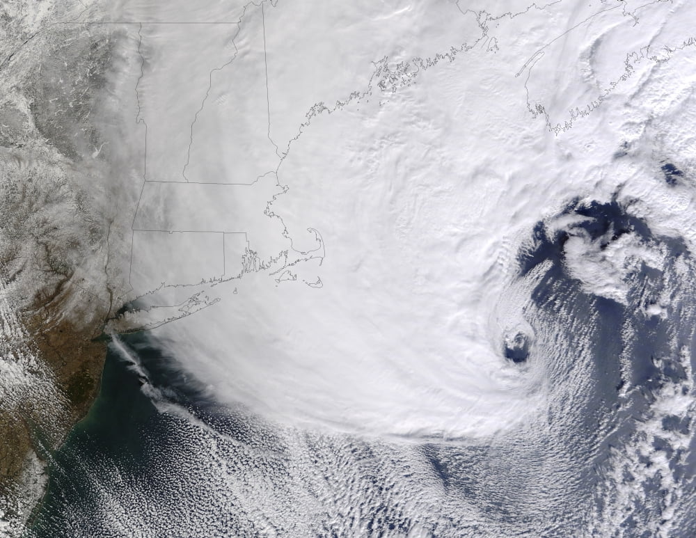 A winter storm over eastern New England Canvas Art - Stocktrek Images (32 x 25)