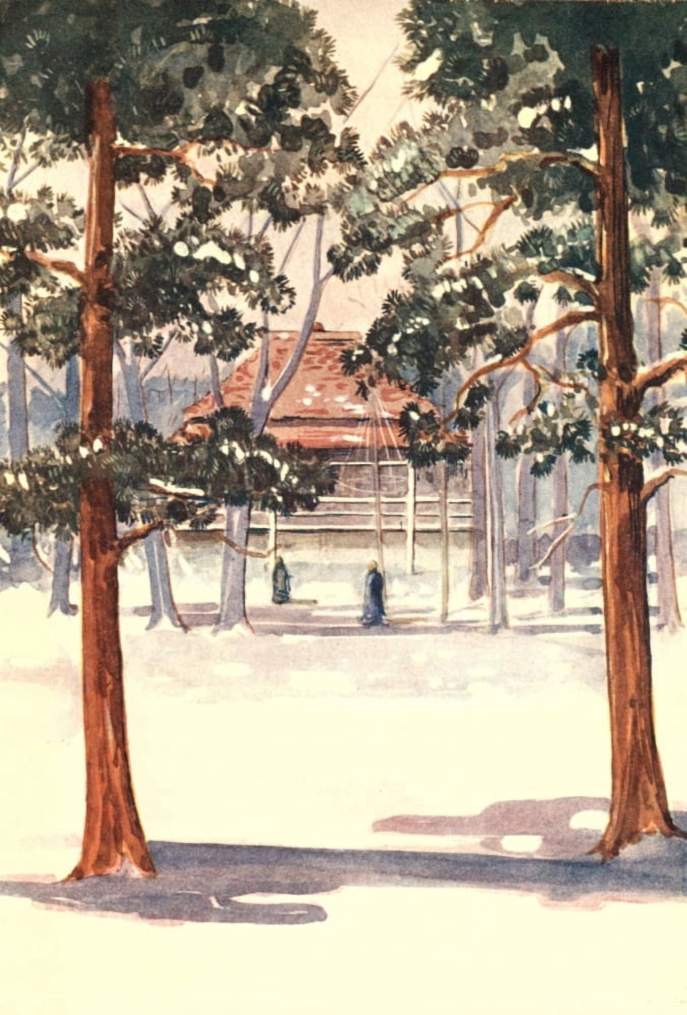 A winters morning in a country temple Every-day Japan 1909 Canvas Art - Unknown (18 x 24)