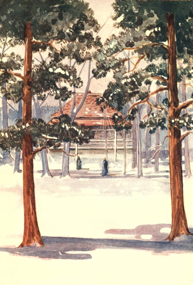 A winters morning in a country temple Every-day Japan 1909 Canvas Art - Unknown (24 x 36)