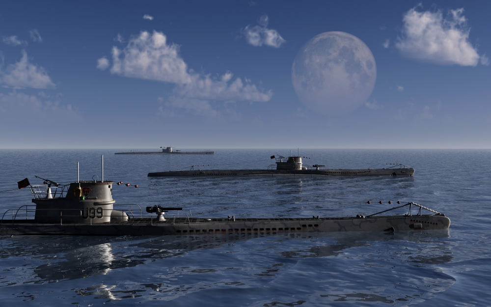 A wolfpack of German U-Boat submarines Canvas Art - Mark StevensonStocktrek Images (18 x 12)