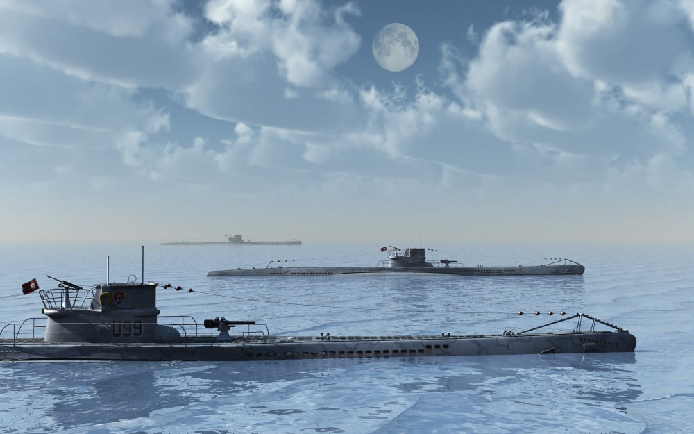 A wolfpack of German U-Boat submarines Canvas Art - Mark StevensonStocktrek Images (18 x 12)