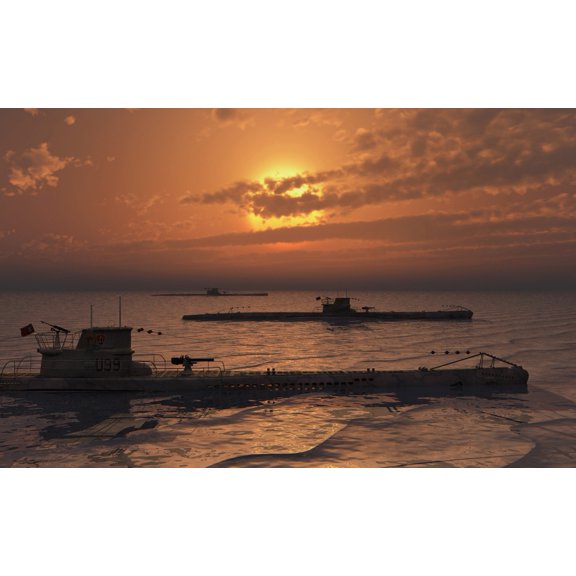 A wolfpack of German U-Boat submarines Canvas Art - Mark StevensonStocktrek Images (18 x 12)
