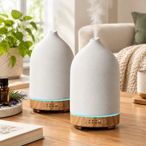 A-wood 2-pack 200ml Ceramic Oil Diffuser for Home and Workspace