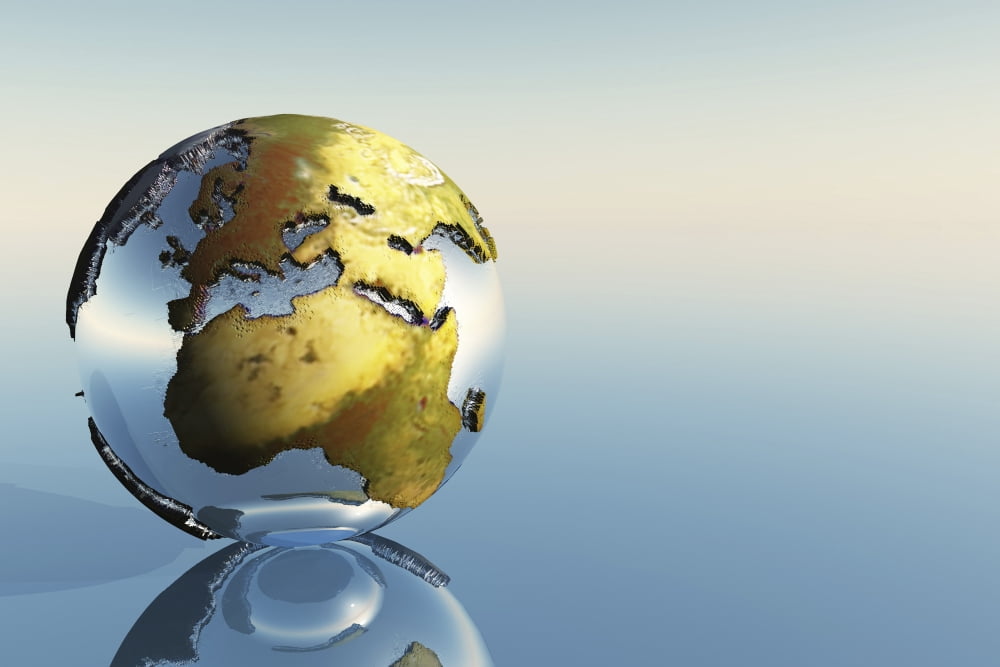 A world globe showing the continents of Europe Middle East and Africa Canvas Art - Corey FordStocktrek Images (35 x 23)