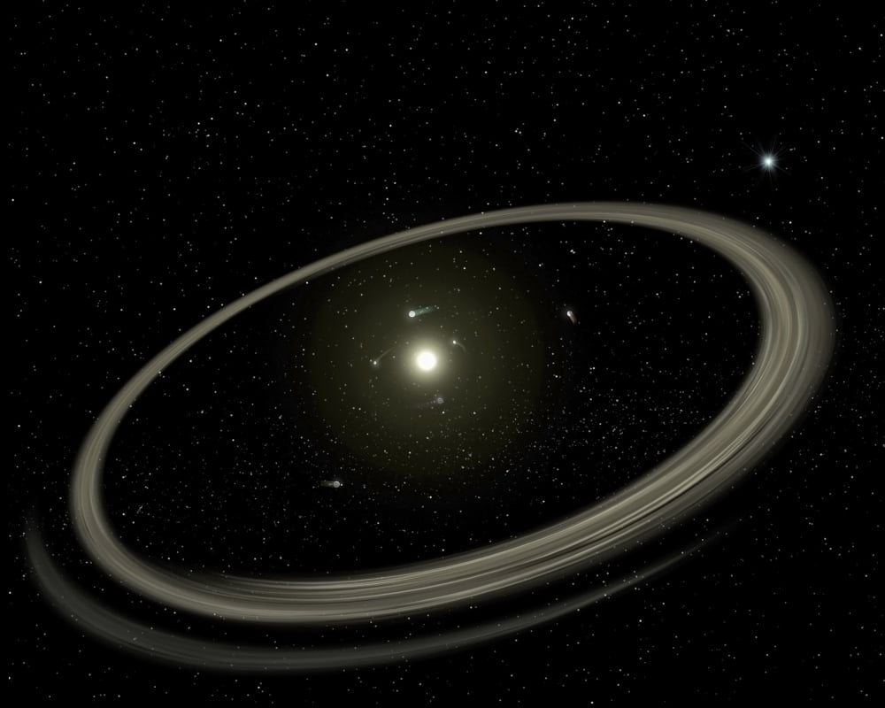 A young star circled by full-sized planets and rings of dust beyond Canvas Art - Stocktrek Images (31 x 25)
