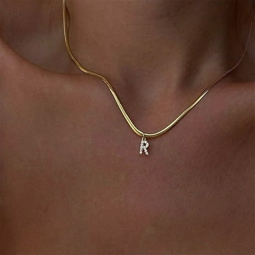A-z Initial Necklaces, Gold Color Women Bling Letters Charm