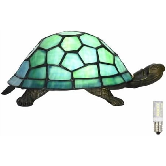 A0019 Turtle Tiffany Style Accent Table Lamp Handmade Stained Glass Animal Night Light for Bedside Livingroom Bedroom Home Decoration$$Tools & Hardware Other