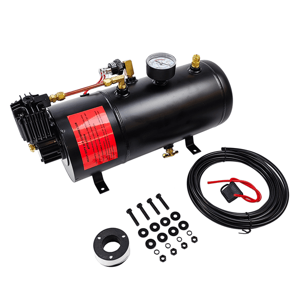 DC 12V MAX 150PSI Air Horn Compressor Tank Pump 3 Liter 0.8 Gallon Tank | Fit for Truck Pickup on Board | Portable Inflator Air Compressor with 3L Tank Train Air Horn Kit