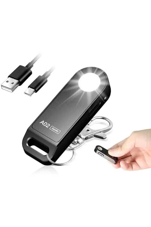 A02 Mini EDC Keychain Flashlight Rechargeable USB-C LED Key Chain Light 125 Lumens Bright Tiny Flat Pocket Keyring Light for Camping Hiking Dog Walking Emergency Home Power Outage