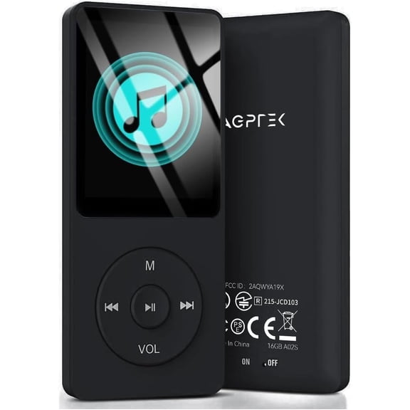 A02S 16GB MP3 Player 70 Hours Playback Lossless Sound Music Player Supports up to 128GB Black
