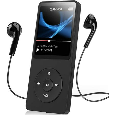 A02S 16GB MP3 Player with FM Radio, Voice Recorder, 70 Hours Playback and Expandable Up to 128GB, Black