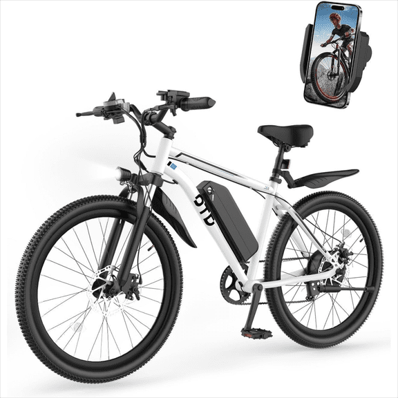 26" Adult Electric Mountain Bike,1600W Peak Motor 624Wh 13Ah Removable Battery,28MPH Electric Bicycle,70-90 Miles,7 Speed, UL2849 Certified,White.