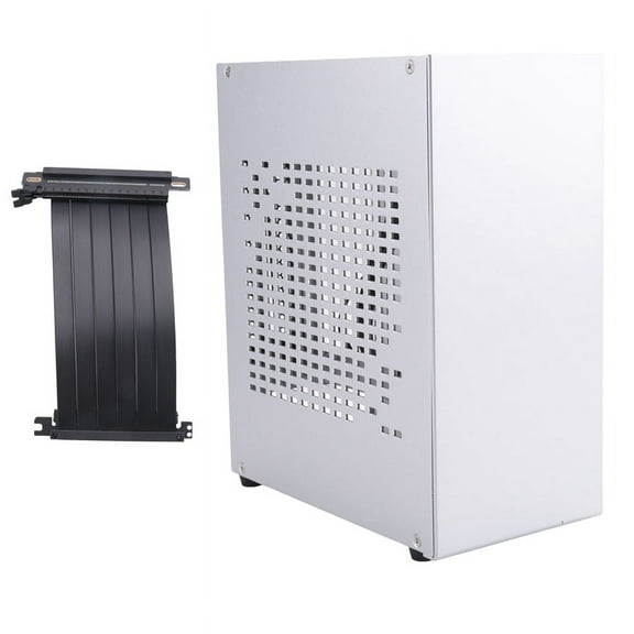 A07 Mini ITX Computer Case Chassis HTPC Host Case USB3.0 ITX Enclosure with Graphics Card Extension Cable(B),1 * Mini ITX case 1 * Extension Cable,silver