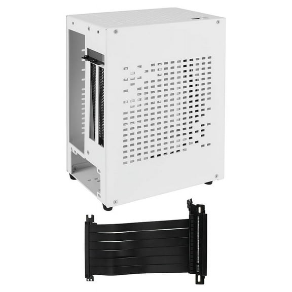 A07 Mini ITX Computer Case Chassis HTPC Host Case USB3.0 ITX Enclosure with Graphics Card Extension Cable(C),1 * Mini ITX case 1 * Extension Cable,white