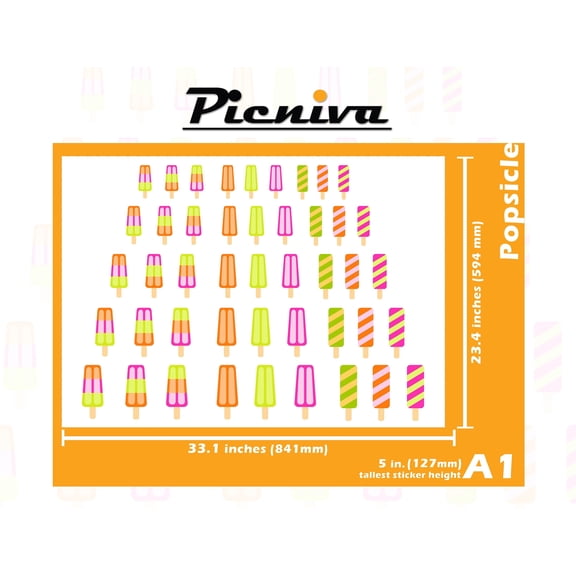 Picniva Popsicle Baby Nursery Wall Art Vinyl Wall Decal, Clear, 5, Nursery Kids Decor, Removable