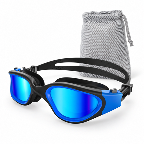 A1 (Blue-black Blue) Polarized Adult Swim Goggles Anti-Fog UV Protective Water Sports Gear