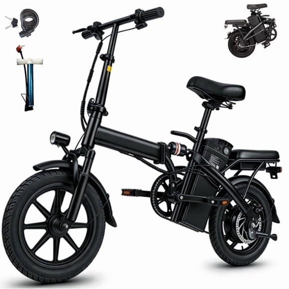 SHCNTEKU Folding Electric Bicycle for Adults Teens, 14IN Ebike with 500W Peak Motor, 20mph 25 Miles 576Wh Removable Battery , UL 2849