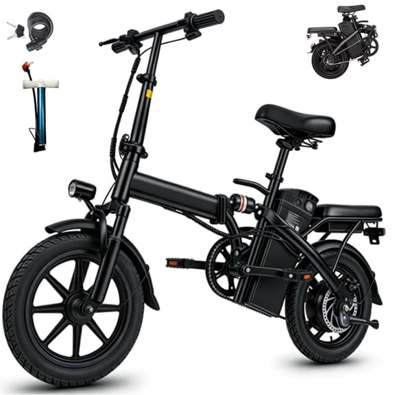SHCNTEKU Folding Electric Bicycle for Adults Teens, 14IN Ebike with 500W Peak Motor, 20mph 25 Miles 576Wh Removable Battery , UL 2849