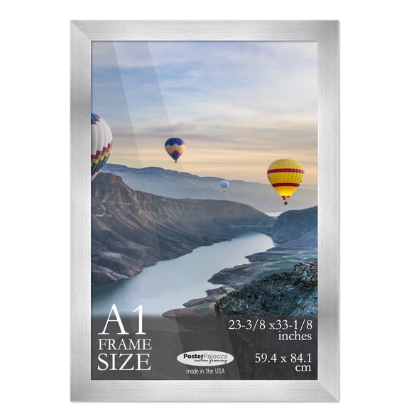 A1 Frame Silver Modern Minimalist 23.5x33.25 Frame - Wood A1 Picture Frame, UV Acrylic
