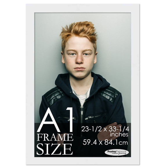 A1 Frame White Modern Minimalist - Contemporary Wood A1 Picture Frame For A1 Size Artwork or Documents - 23.5x33.25 Frame