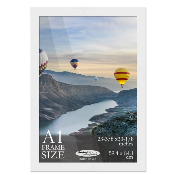 A1 Frame White Wood 23.5x33.25 Frame - Contemporary Wood A1 Picture Frame, UV Acrylic