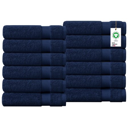 A1 Home Collections 650 GSM Feather Touch Quick Dry Technology Solid Print Cotton Hand Towel, Blue