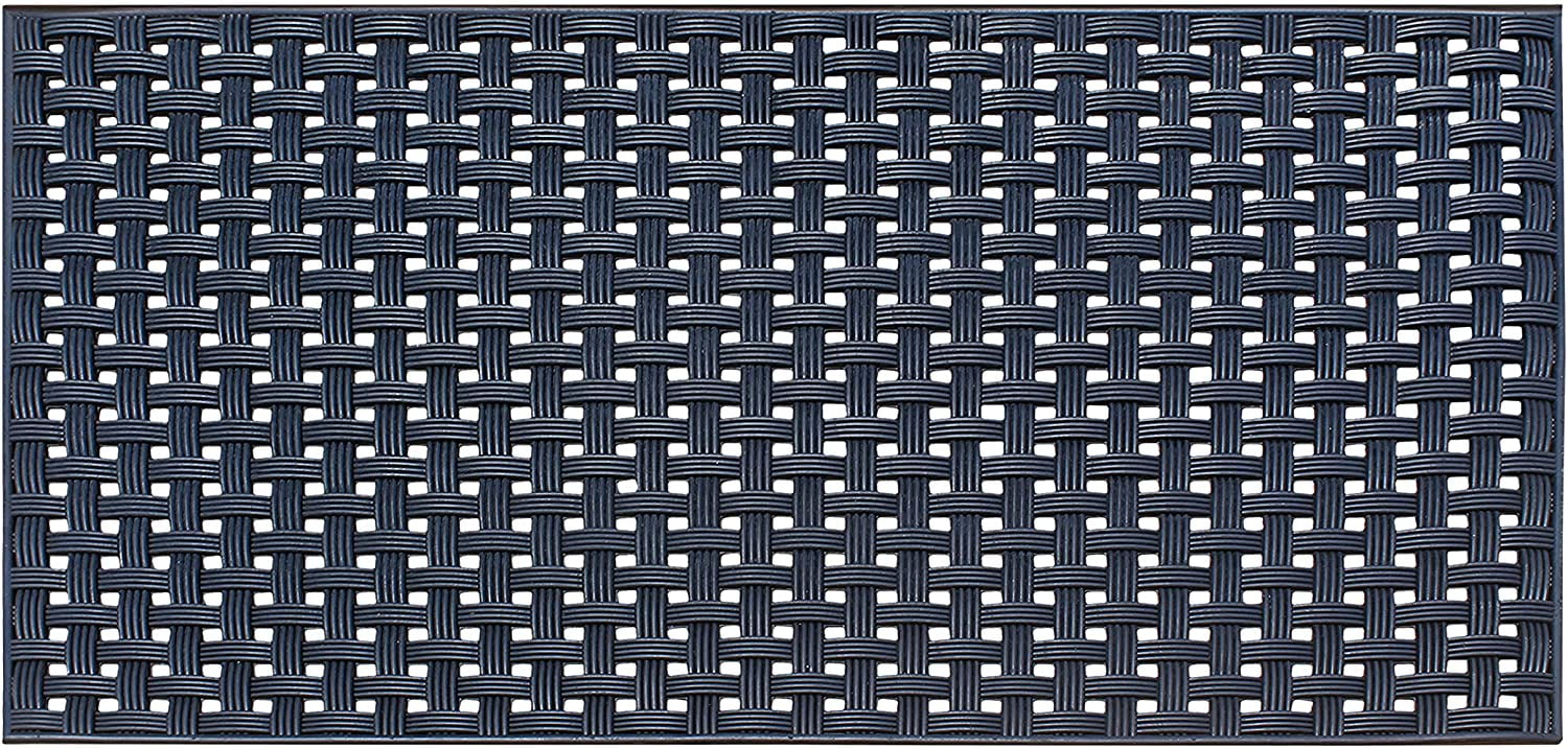 Large Black Checkered Rubber Outdoor Doormat