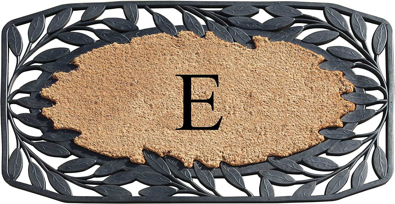 A1 Home Collections Floral Black, Beige, Multi-color Rubber and Coir Doormat for Outdoor Entrance Non Slip Backing Front Door Mat, 23" x 38"