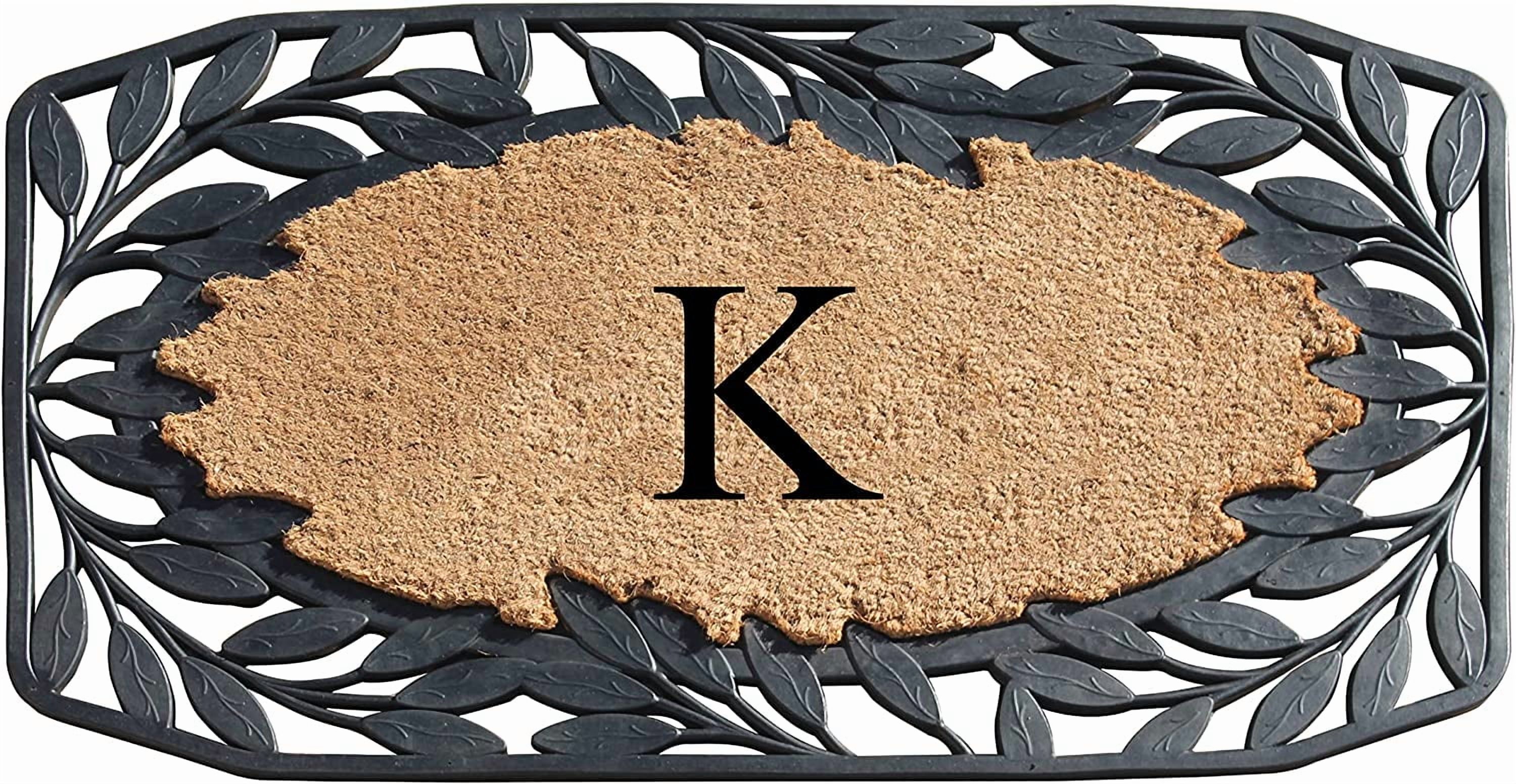 A1 Home Collections Floral Black, Beige, Multi-color Rubber and Coir Doormat for Outdoor Entrance Non Slip Backing Front Door Mat, 23" x 38"