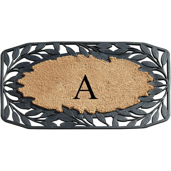 A1 Home Collections Floral Black, Beige, Multi-color Rubber and Coir Doormat for Outdoor Entrance Non Slip Backing Front Door Mat, 23" x 38"