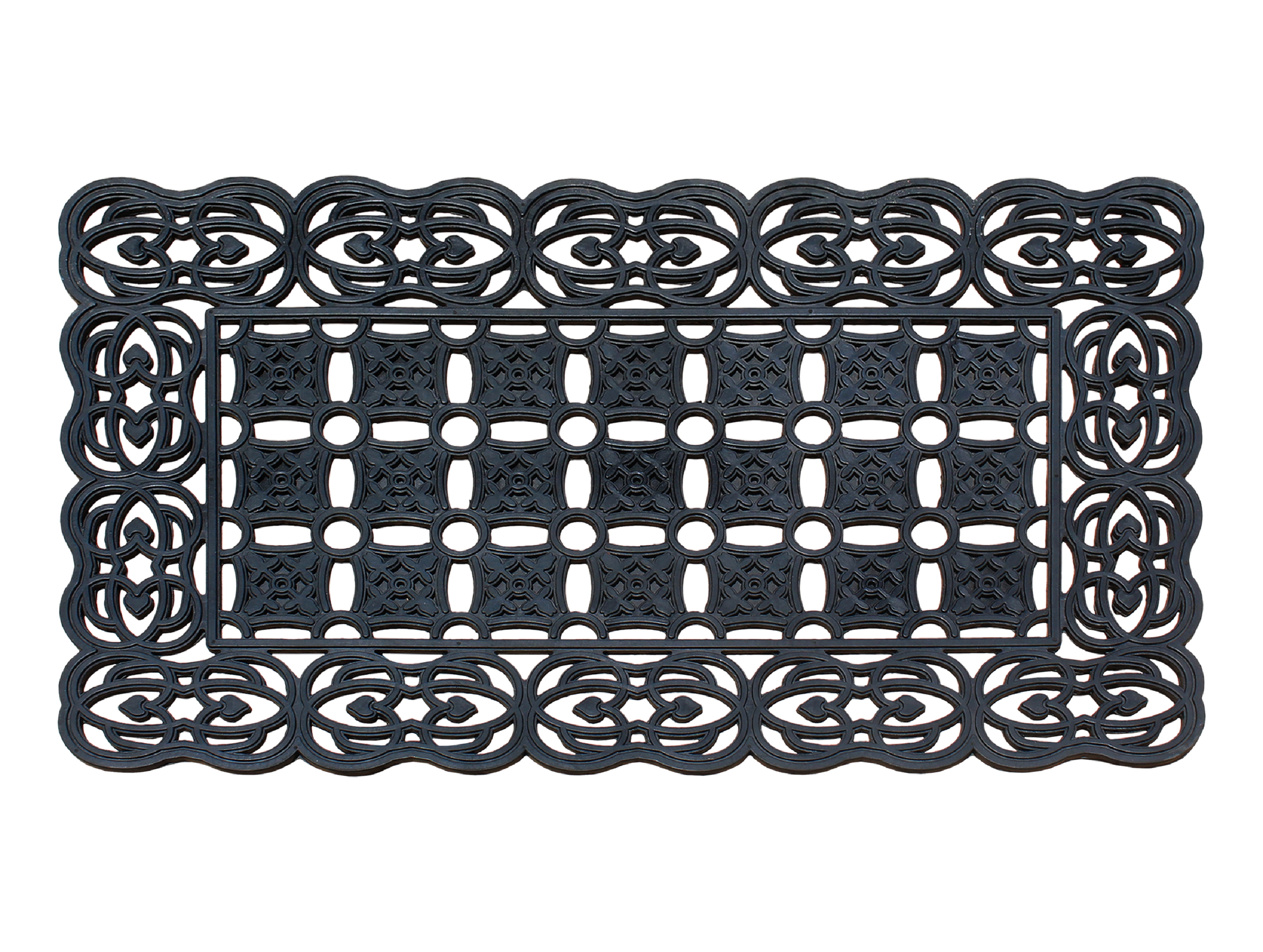 A1 Home Collections Heavy Duty Indoor/Outdoor Decorative Design Durable Rubber Doormat 22"X37", Black