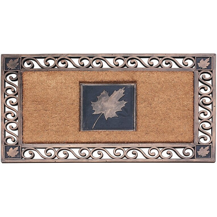 Rectangular Brown and Copper Coir Rubber Outdoor Doormat