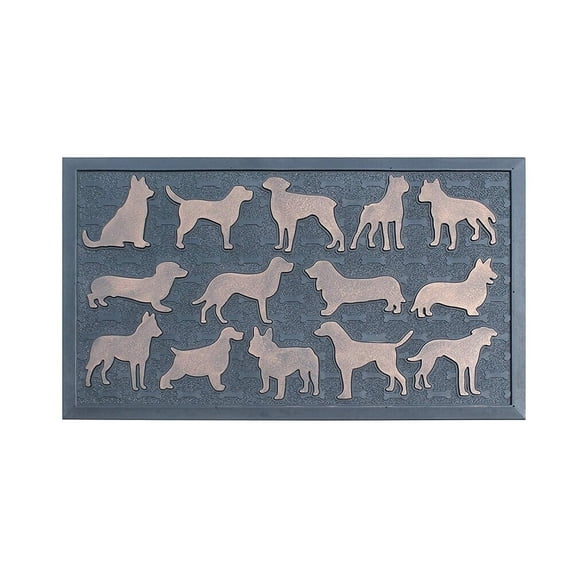 A1 Home Collections LLC A1HC Welcome Rubber Pin Mat Beautifully Hand Finished Doormat Dogs 18" X 30"