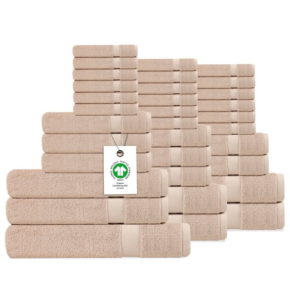 Delara Organic Cotton Luxuriously Plush Bath Towel 33 Piece Set |GOTS & OEKO-TEX Certified |650 GSM Long Staple|Soft & Quick Dry Towels
