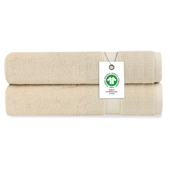 A1 Home Collections LLC Delara Organic Cotton Luxuriously Plush Hand Towel Pack of 2 |GOTS & OEKO-TEX Certified |650 GSM Long Staple | Quick Dry &